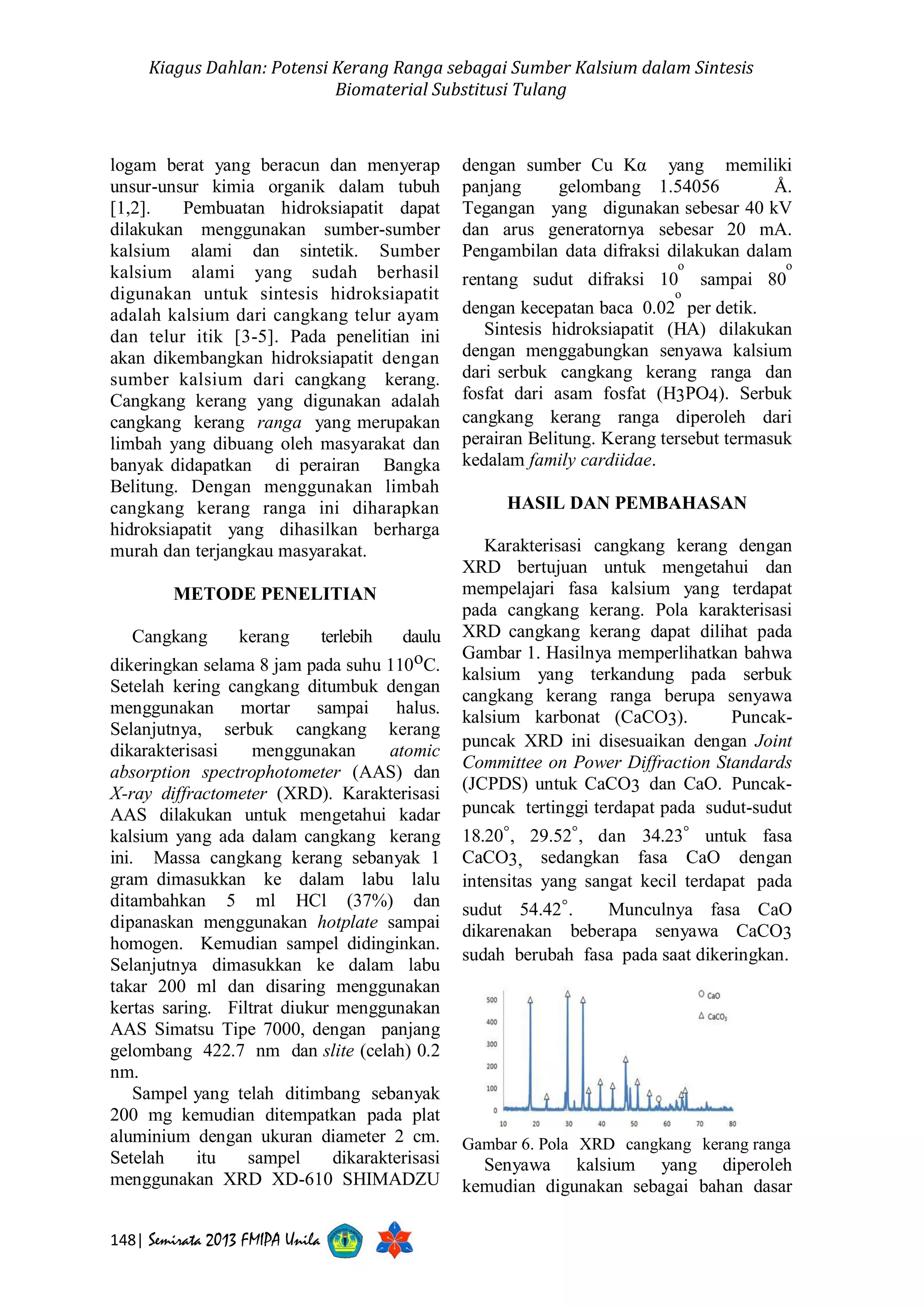 Potensi Kerang Ranga sebagai Sumber Kalsium dalam Sintesis Biomaterial ...