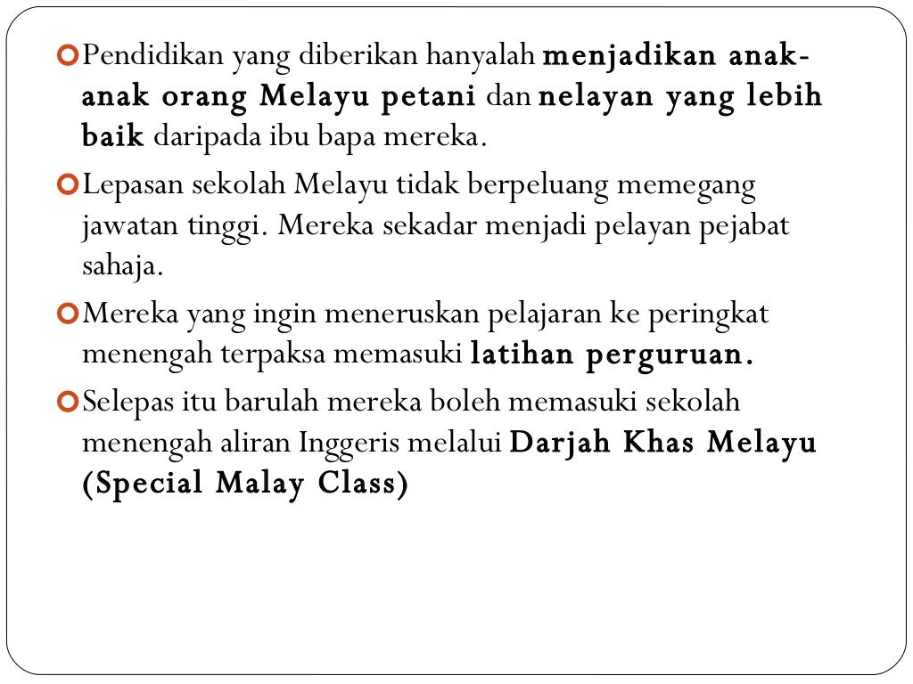 sistem pendidikan sebelum merdeka