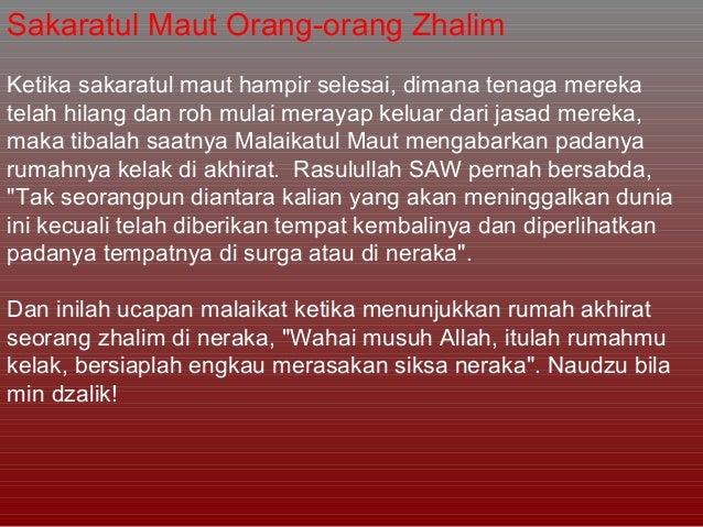 Dahsyatnya Proses Sakaratul Maut
