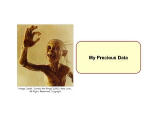 My Precious Data 
Image Credit: “Lord of the Rings” (2003, New Line), 
All Rights Reserved Copyright 
 
