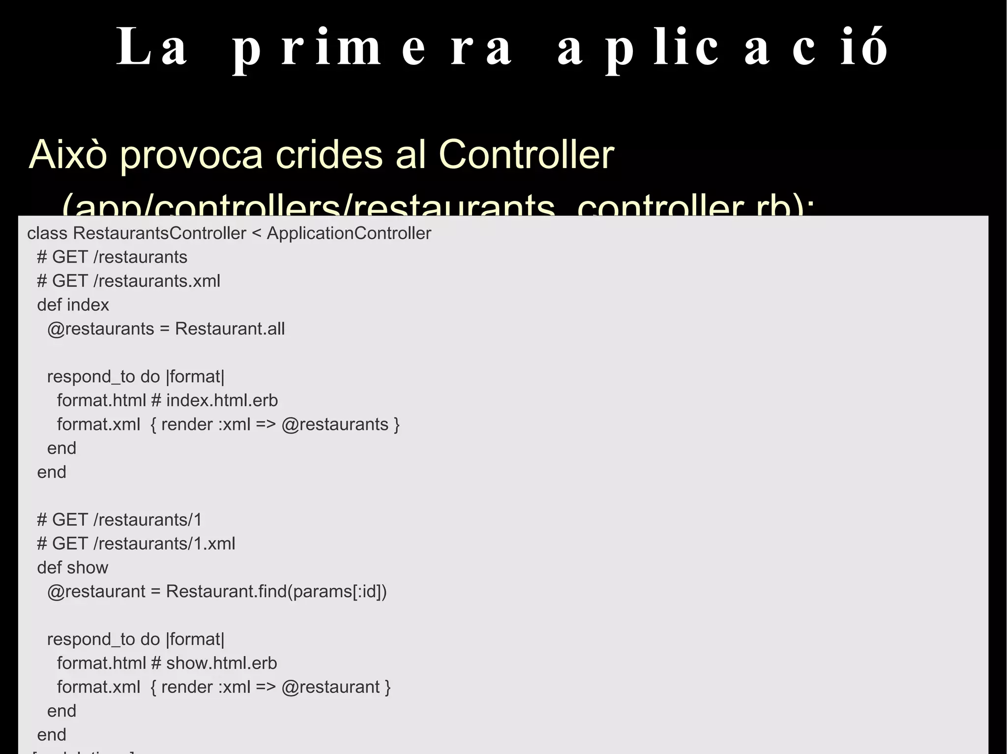 Arquitectura MVC - Model Patró Model-Vista-Controlador Model: Part responsable de mantenir l'estat de l'aplicació. 