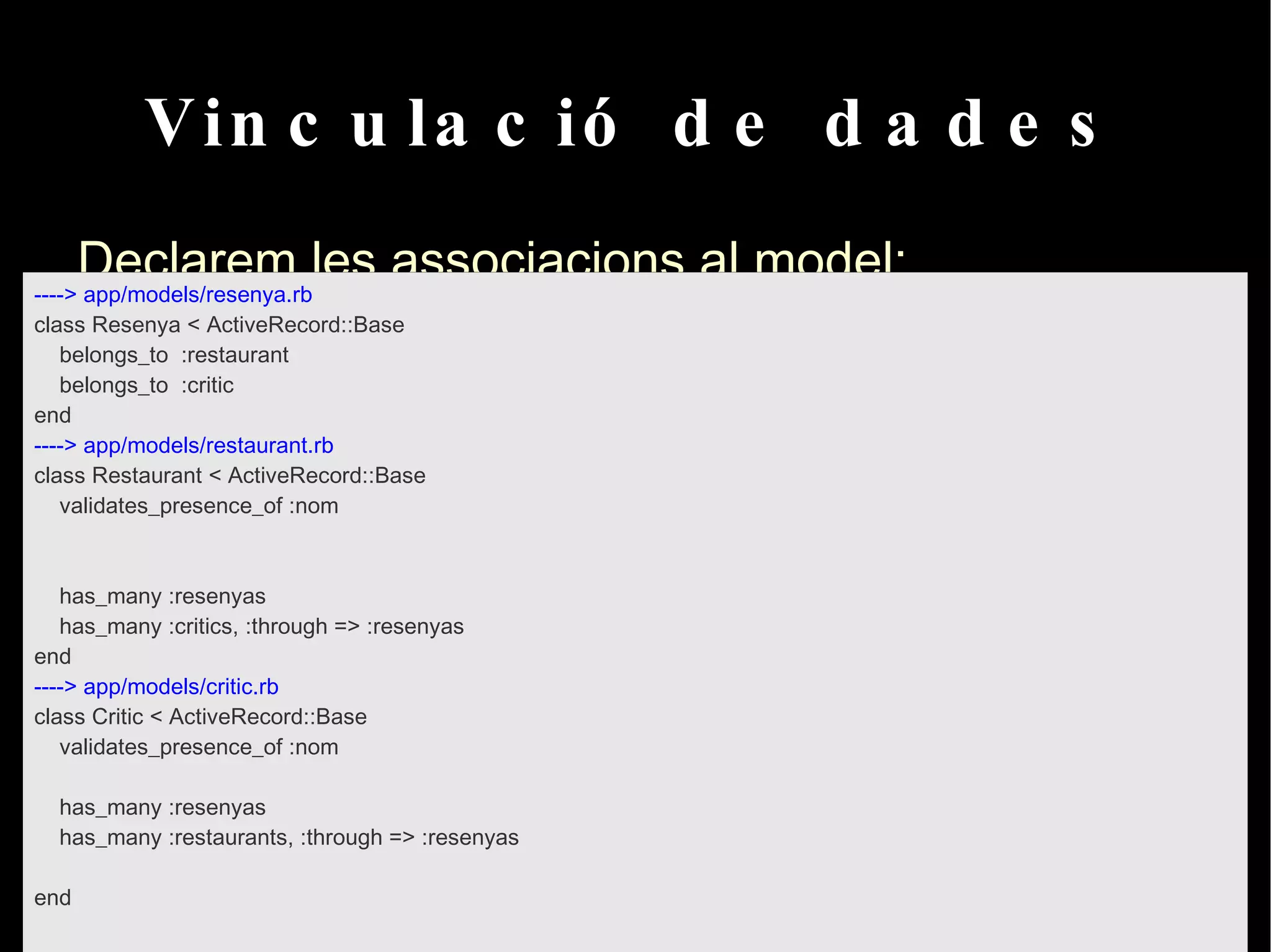 Arquitectura MVC - Controlador Patró Model-Vista-Controlador Controlador: Part responsable d'orquestrar el funcionament de l'aplicació. 