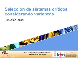 Selección de sistemas críticos considerando varianzas Sebastián Daiber 