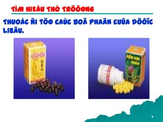 4
Thuoác ñi töø caùc boä phaän cuûa döôïc
lieäu.
TÌM HIEÅU THÒ TRÖÔØNG
 