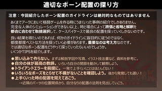 適切なボーン配置の探り方
注意：今回紹介したボーン配置のガイドラインは絶対的なものではありません
あくまでアークにおいて格闘ゲームを作る時にうまくいった事例の紹介でしかありません。
完全な人体のシミュレーションができない以上、時と場合によって誇張と省略と解釈を
都合に合わせて取捨選択して、ケースバイケースで最良の配置を探っていくしかないのです。
良い結果を得たいのであれば、何かのガイドラインに盲目的に従うのではなく、
都度都度ベストな方法を探っていく必要があります。重要なのは考え方なのです。
では適切なボーン配置をどうやって探っていったらいいのでしょうか。
いくつかTIPSを紹介します。
●思い込みで作らない。 まずは解剖学図や写真、イラスト技法書など、資料を参考に。
●自分の体が最高の教師。 いろいろ自分の関節を動かして観察しよう。
●トライアンドエラーを前提に。 一発で上手くいくことはほとんどない！
●いろいろなポーズをとらせて不備がないことを確認しよう。 後から発覚しても遅い！
●上手くいった時の配置を覚えておこう。
→近隣のパーツの位置関係から、自分なりの配置の法則を見出していこう。
 
