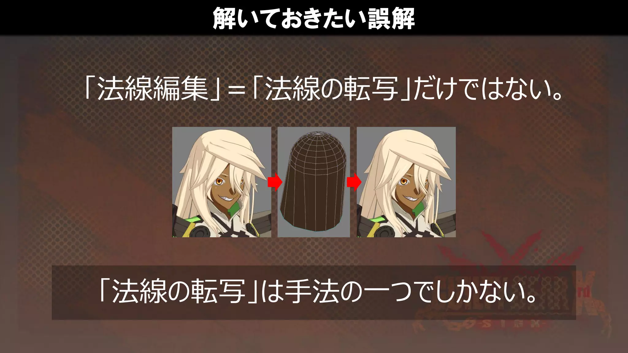 解いておきたい誤解
「法線編集」＝「法線の転写」だけではない。
「法線の転写」は手法の一つでしかない。
 