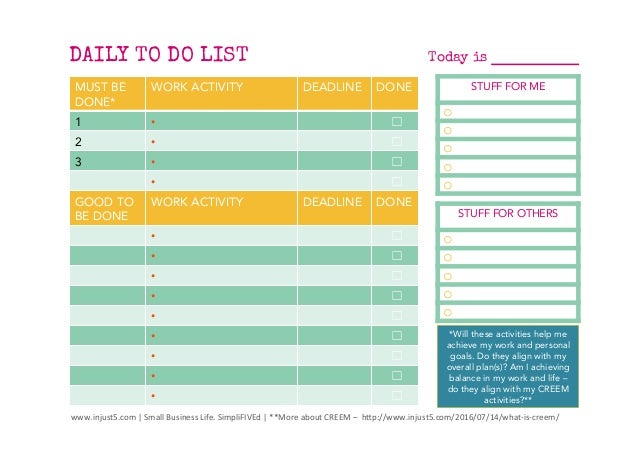 Daily and and weekly To Do list templates for small business