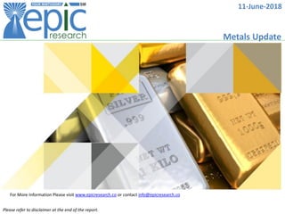 11-June-2018
For More Information Please visit www.epicresearch.co or contact info@epicresearch.co
Please refer to disclaimer at the end of the report.
Metals Update
 