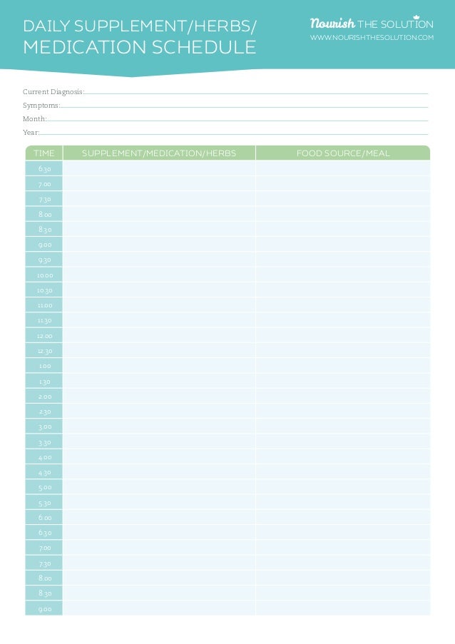 daily supplement schedule