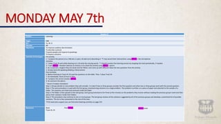 Daily activity for h.s. may 7 th thru 11th | PPT