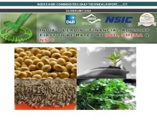 NCDEX AGRI COMMODITIES DAILY TECHNICAL REPORT……!!!!
13-FEBRUARY-2014

 