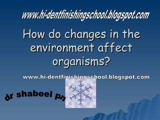 How do changes in the environment affect organisms? www.hi-dentfinishingschool.blogspot.com dr shabeel pn www.hi-dentfinishingschool.blogspot.com 