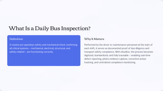 Construction Bus Inspection Daily bus inspection with eAuditor Audits & Inspections | PDF