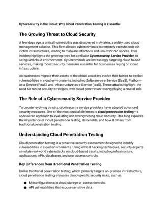 Why Cloud Penetration Testing Essential | DOCX