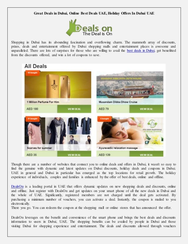 Daily Deals in Dubai, Online Best Deals UAE, Holiday Offers In Dubai UAE