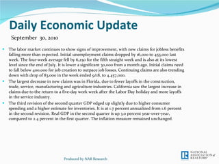 Daily Economic Update ,[object Object],[object Object],[object Object],Produced by NAR Research September  30, 2010 