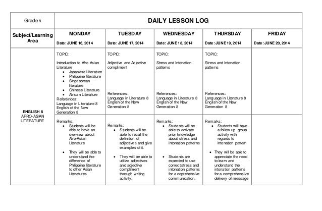daily lesson log daily lesson log format