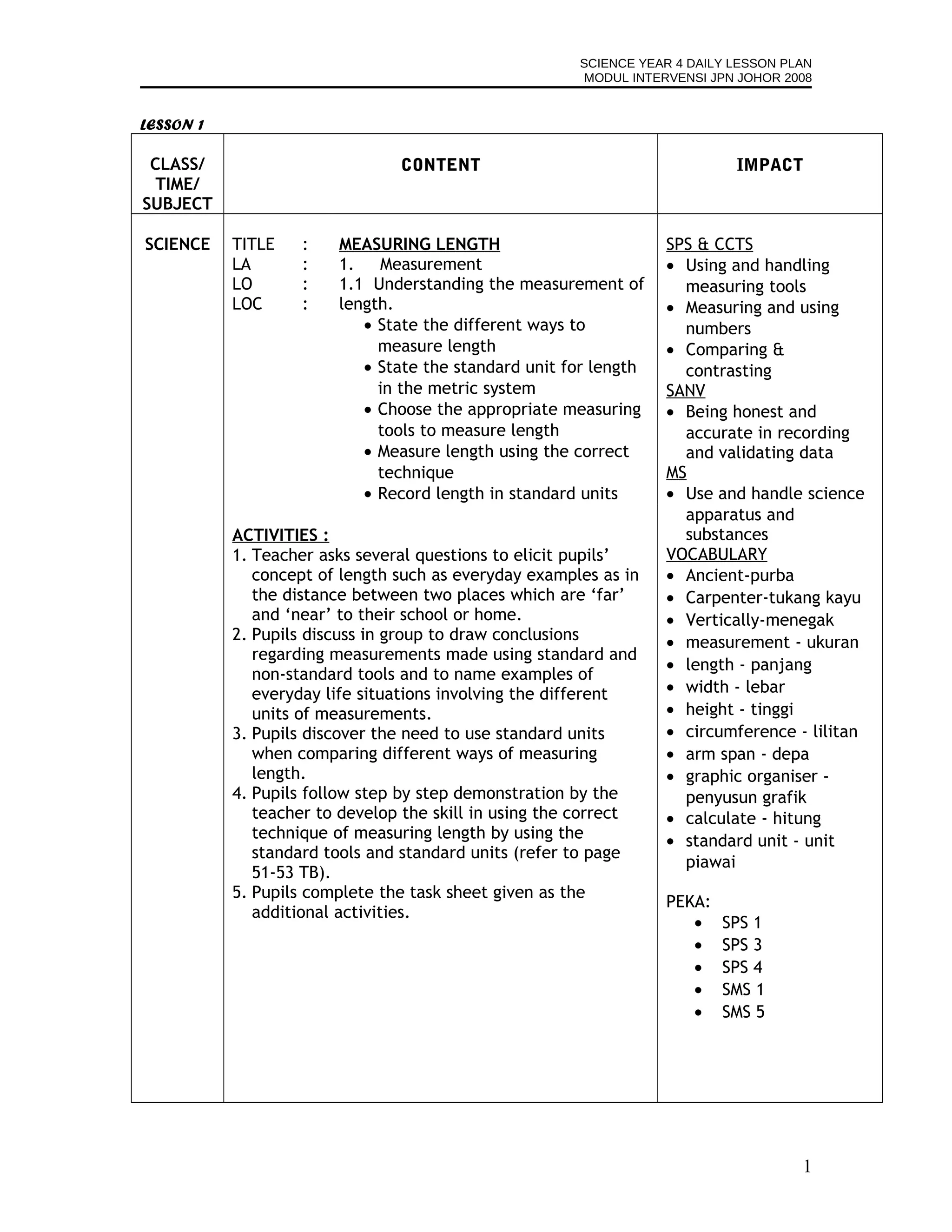 Daily lesson plan_year_4[1] | PDF