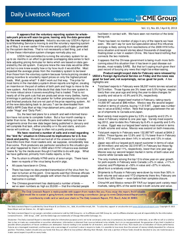 Daily livestock report apr 08 2013