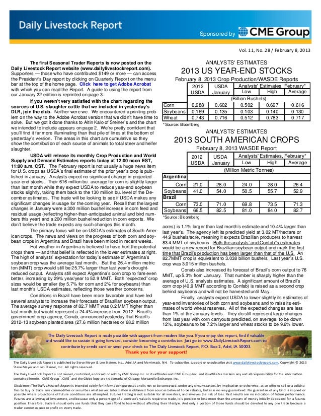 Daily livestock report feb 08 2013