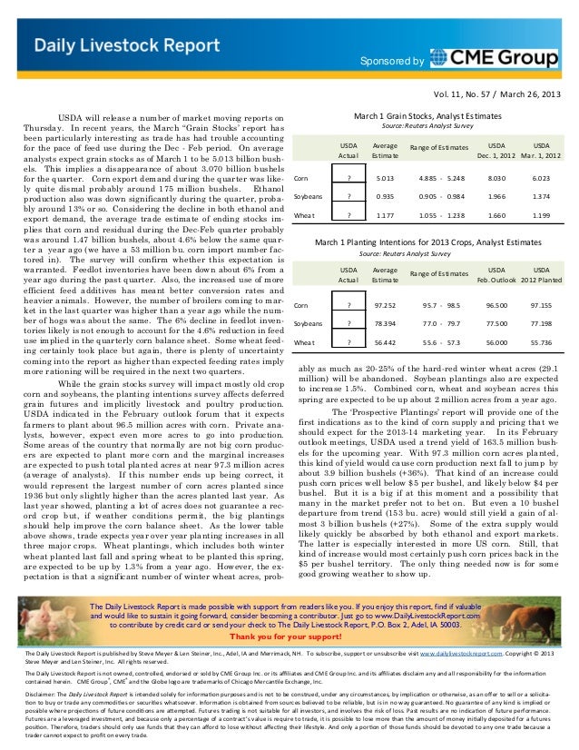 Daily livestock report mar 26 2013