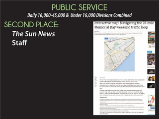PUBLIC SERVICE
Daily16,000-45,000& Under16,000DivisionsCombined
SECOND PLACE:
The Sun News
Staff
 