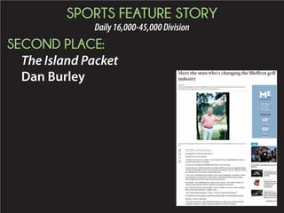 SPORTS FEATURE STORY
Daily16,000-45,000Division
SECOND PLACE:
The Island Packet
Dan Burley
 
