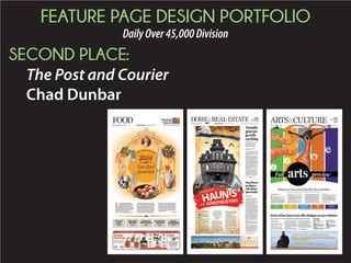 FEATURE PAGE DESIGN PORTFOLIO
DailyOver45,000Division
THIRD PLACE:
The State
Susan Ardis
C O L U M B I A ɀ S O U T H C A R O L I N A
WEDNESDAY, DECEMBER 3, 2014 ɀ WWW.THESTATE.COM ɀ SECTION D
LIFESTYLE
G
rits.
That one word, for me,
conjures up images of the
Southern breakfast table
(and beyond). With grits,
it’s understood that the
morning will start off right with a warm
hug from a bowl, topped with melting
butter, maybe some cheese, some crum-
bled bacon ....
Alton Brown once said, when asked in
an interview, that grits is the one dish
every Southerner should know how to
cook. And I believe he is right. Fried
chicken and catfish have become nation-
al staples. Northerners and those in the
Midwest can have their warm oatmeal,
but grits (at least until recently) have
been truly a Southern thing.
So what are grits? Basically white or
yellow corn kernels that have been (tradi-
tionally) ground on a stone mill. The
smallest grains are separated out as corn
meal; the coarser grind are grits.
Grits are made simply: The purist only
uses slow-cooking grits brought to a boil
in water and then simmered for about an
hour, until the water is absorbed or evap-
orated and the grits are porridge-like.
For modern cooks, or folks like me
who want things in a hurry, there are
quick grits that can cook within 15 min-
utes. Here, the germ and the hull of the
corn kernels have been removed so that
Grits with ... from top left, scrambled eggs; bacon; roasted tomatoes with garlic and basil; cinnamon apples and almonds; roasted red
pepper and onion; and shrimp and gravy.
PHOTOGRAPHS BY KIM KIM FOSTER-TOBIN/KKFOSTER@THESTATE.COM
A hot bowl of
Southern comfort
Carolina
Kitchen
Susan
Ardis
sardis
@thestate.com
Twitter:
@foodsusan
Great grits aren’t hard – but why not take ’em up a notch?
SEE GREAT GRITS PAGE D4
What’s good here?
By mistake, the most fa-
mous item on the menu is
“The Original Greek Tur-
key.” According to Owner
Linda Sellers, longtime
employee Mark White
asked for a sandwich one
day years ago and he said
he did not care what kind
she made him.
She says she layered tur-
key, mayonnaise, cucum-
bers, ripe olives, tomatoes
and feta cheese on a round
of pita bread, topped it with
some Greek dressing, and
finished the sandwich with
another round of pita
bread.
He loved it, she says, and
customers who were pre-
sent were intrigued. The
Other Store and The Origi-
nal Greek Turkey are now
synonymous.
Other popular items in-
clude the Spring Chicken –
a chopped chicken breast
topped with sprouts,
spring onions, fresh basil
and tomatoes and served
on sourdough with mayon-
naiseandahousedressing.
All the meats are cooked
in-house, including the
roast beef which in the
roast beef and cheddar
sandwich is piled high with
the specially seasoned
meat on a hoagie and
served with cheddar, let-
tuce, tomato and spicy
mustard.
Two sandwiches are
named for Sellers’ grand-
children: Grace’s Avoca-
dowich and The Lukester.
Sellers says she has been
told over and over that the
deli’s Reuben is the best
most have tasted; and the
pimento cheese is a family
recipe.
The “Tedder” Salad is
WHAT’S GOOD HERE:
THE OTHER STORE  NEIGHBORHOOD DELI IN FOREST ACRES
One exterior wall of The Other Store is a mural
inspired by Vincent Van Gogh’s ‘Starry Night.’
/DEENA C. BOUKNIGHT,/SPECIAL TO THE STATE
By DEENA C. BOUKNIGHT
Special to The State
SEE GOOD PAGE D4
C
hampagne is the most festive of beverages, traditionally
served at times of celebration (weddings, births, holidays,
etc.). Personally, if I have learned one lesson in life, it is
from a friend of mine, Les, who insists that every day should
Chill out
We asked the kind folks at Morganelli’s for some bubbly
recommendations. Here are the picks from James Alford:
Priced right: Graham Beck Brut, a South African
Chardonnay/Pinot Noir blend in the Method Champagne,
$15.99
Mid-range: Moutard Brut grand Cuvee, France, $29.99
Upper-end: Francoise Bedel Brut, France, $53.99
Bottom’s up, no limit: Vilmart  Cie Grand Cellier Rubis
2009 Brut Premier Cru, France, $134.99
Did you know...
Veuve Clicquot, one of the most
prestigious Champagne houses, was
run by a woman — Barbe Nicole
Clicquot Ponsardin. She took over the
family business at, after the death of
her husband in 1805, and became one
times. That year, 110,000 bottles of
Champagne were shipped, 25,000 of
which were intended for Russia. In
champagne in the region.
SOURCE: www.vueve-clicquot.com
How sweet it is
Champagne has a range of
sweetness based on the ripeness
of the grapes and the amount
of sugar added after the second
fermentation. From Dry to sweet,
here is the breakdown:
Extra Brut: less than 6 grams of
residual sugar per litre
Brut: less than 12 grams
Extra Dry: between 12 and 17
grams
Sec: between 17 and 32 grams
Demi-sec: between 32 and 50
grams
Doux: 50 grams
Blade to bottle
Invented by one of the calvarymen in Napoleon’s army, sabering is an exciting way to open a
champagne bottle.
Hold the chilled Champagne bottle with a towel or gloved hand (we are going to be breaking
glass ... and you do not want to cut yourself). First, make sure you have cleaned the neck of
from top to bottom. Turn the bottle so that the seam faces up and, more importantly, the bottle
should not be aimed at anyone or anything. Start creating friction by sliding the back side of a
from the base of the neck to the top of the bottle. You should be able to strike the cage and see
AT THESTATE.COM
Before you plan your New Year’s Eve party, watch these
handy videos:
James Alford, from Morganelli’s, explains his choices
for Champagne
Sabering history and step-by-step demonstration by
Francois Fisera, of Fleur dy Lys Home Cooking School
Prefer beer rather than Champagne? See
recommendations for suds from Morganelli’s David
Hicks
Dry? Sweet? Confused? Alford explains it all
Popyour
cork!Bubbles of information about Champagne
MATT WALSH/MWALSH@THESTATE.COM
Francois Fisera demonstrates sabering, a way to pop the cork off of a champagne
bottle using a sword, at Fleur dy Lys Home Cooking School on Millwood.
“Lord, please
let them
accept the things
they can’t change
/ And pray that all
of their pain be
Champagne.”Kanye West
“My dear girl, there are
some things that just
aren’t done, such
as drinking Dom
above the temperature
Fahrenheit.”
James Bond
Champagne +
+ creme de cassis (blackcurrant liqueur) = Kir Royale
+ raspberry liqueur (such as Chambord) = Kir Imperial
+ orange juice = Mimosa
+ peach juice = Bellini
INSIDE Champagne cocktail recipes, D4
“There are
three
things
I shall never
attain: Envy,
content and
Champagne.”
Dorothy Parker
Fun facts
There are about 50 million bubbles in a
regular bottle of Champagne
of a
Champagne cork is 174 feet, launched
Vineyards in New York State.
C O L U M B I A ɀ S O U T H C A R O L I N A
WEDNESDAY, DECEMBER 24, 2014 ɀ WWW.THESTATE.COM ɀ SECTION DLIFESTYLE
de
de
C O L U M B I A ɀ S O U T H C A R O L I N A
FRIDAY, JANUARY 9, 2015 ɀ WWW.THESTATE.COM ɀ SECTION E
WEEKEND
E
arnest and often in-
spiring, “Selma” is a
handsomely mounted
“EyesonthePrize”ac-
count of the defining
protests of the civil
rights movement. Handsomely
mounted and high-minded, its only
sins are overreaching ambition and
a tendency to rub the roughest edges
off the principals.
It’s still a history lesson that’s both
moving and informative, if not
downright entertaining.
David Oyelowo (“The Butler”) is
the Atlanta preacher Martin Luther
King Jr., a man we meet on the night
he receives the 1964 Nobel Peace
Prize. Oyelowo captures King’s ca-
dences, if not the ringing, clarion-
call voice that every American has
grown up hearing. As this King stra-
tegizes with his Southern Christian
Leadership Conference brain trust,
Oyelowo gives us passion and
pause.
Here was a man who saw segre-
gated Selma, Ala., as a testing
ground for the battle for voting
rights. But like his colleagues, he
was sober about this stage of the
struggle. Selma is also “a decent
place to die.”
TheKingshownhereismarriedto
a cause and to “Corrie,” Coretta
ScottKing, playedbyCarmen Ejogo,
Return to Selma
Film is a moving, informative and
downright entertaining history lesson
By ROGER MOORE
Tribune News Service
REVIEW
‘Selma’
★ ★ ★
Starring: David Oyelowo, Carmen
Ejogo, Tom Wilkinson, Tim Roth,
Wendell Pierce, Martin Sheen,
Oprah Winfrey
Rated: PG-13 for disturbing themat-
ic material including violence, a
suggestive moment, and brief
strong language
Running time: 2:02
‘SELMA’ PROGRAMS
AT NICKELODEON
Three special talk-back
sessions at the Nickelodeon
are scheduled during the run
of “Selma” Jan. 9-29 with
historians, experts on the
Civil Rights movement and
people who participants in
marches and demonstra-
tions in Alabama.
The post-movie talks are
hosted by the Selma Hand-
in-Hand Partnership be-
tween Paramount Pictures
and local faith leaders.
11 a.m. Jan. 10: Henri Bas-
kins, executive director of
the Greater Columbia Com-
munity Relations Council,
Betsy Newman of ETV; and
Bud Ferillo, who directed the
documentary, “Corridor of
Shame”
2 p.m. Jan. 11: Dr. Bobby
Donaldson, USC associate
professor of history; James
Felder, civil rights archivist;
Estelle Young, took part in
Selma march
2 p.m. Jan. 18: Melissa Coop-
er, USC Institute of Southern
Studies; Todd Shaw, USC
director of African-American
Studies; and Patricia Sulli-
van, civil rights historian
For more information, visit
www.nickelodeon.org
SEE SELMA PAGE E2
 