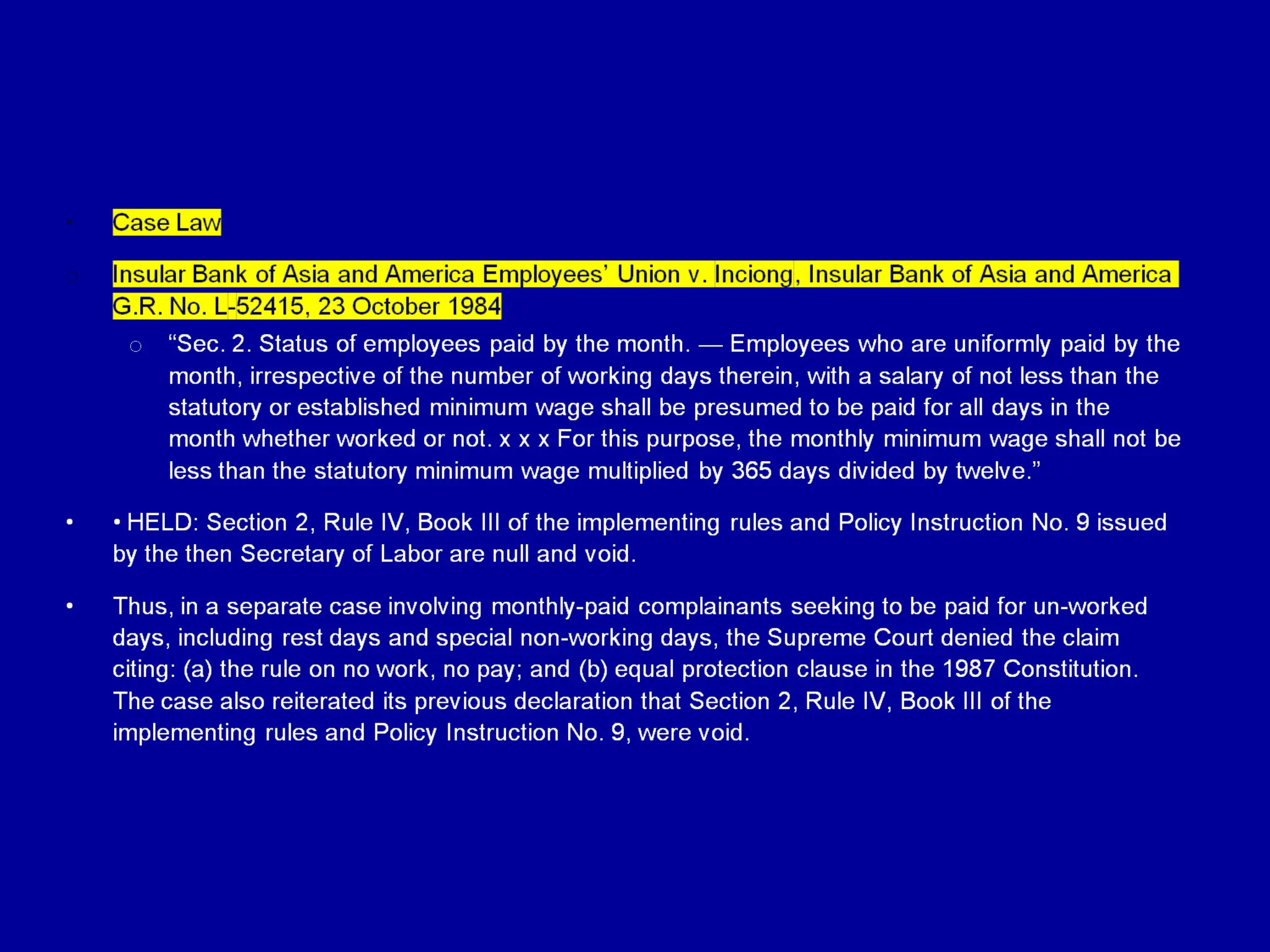 Daily Rate vs Monthly Rate on Manner of Payment of Workers