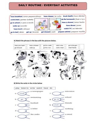 Daily Routines, ESL Worksheet For Beginners