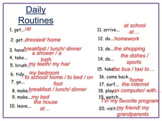 Coming In Routine Daily routine class english lesson slide | PPT