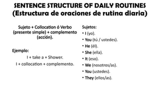 Daily Routines Collocations Daily routine simple present afirmativo. para la clase sabado.pptx