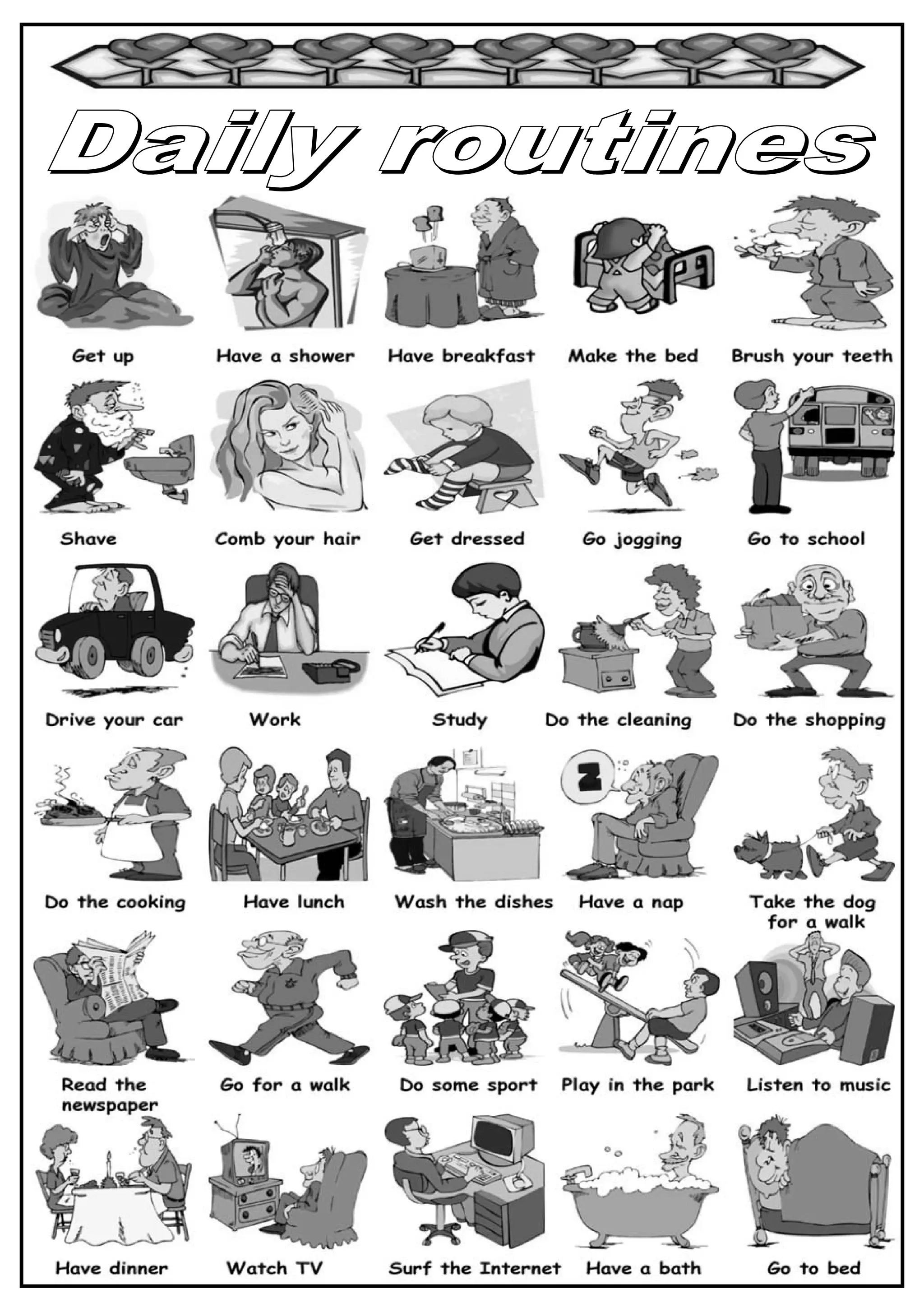 Daily routines pictionary