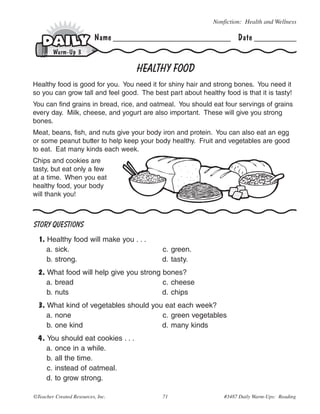 Daily Warm-ups Reading Grade 1 | PDF