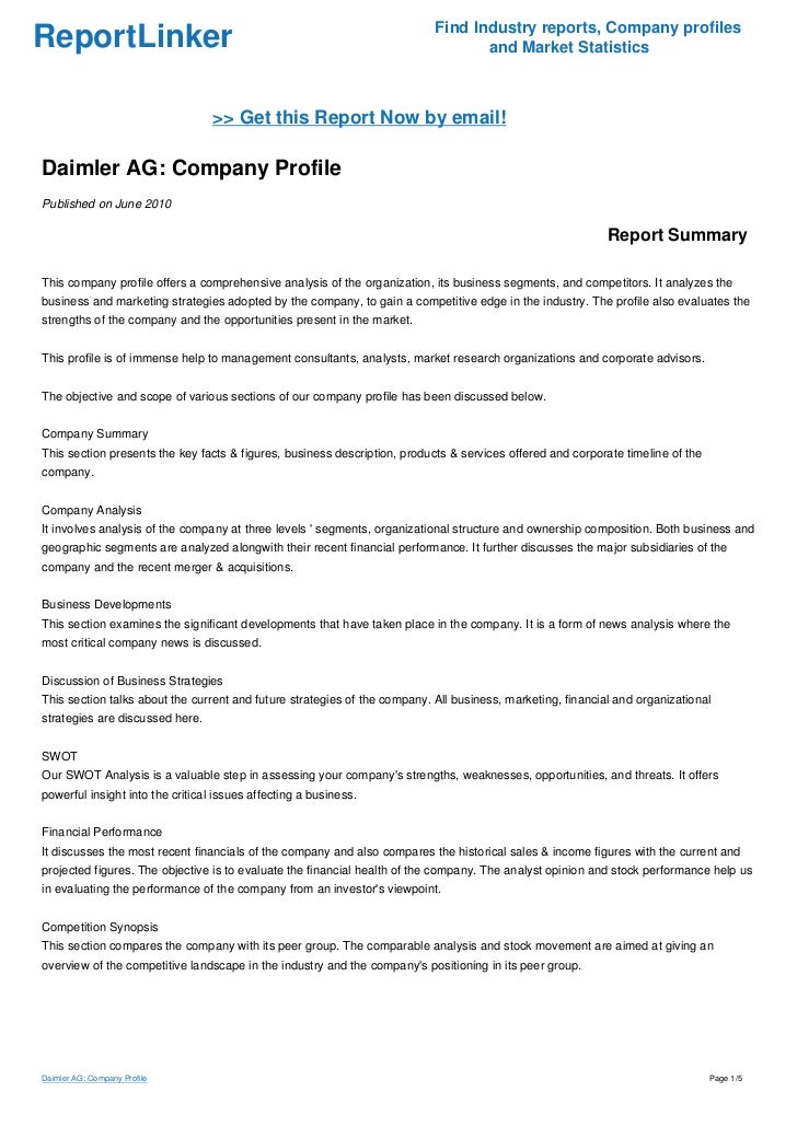 Company Profile-Daimler AG