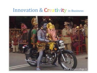 Innovation & Creativity in Business
Amar @aryancollege.in
 