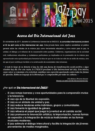 Día internacional del jazz (30 de abril)