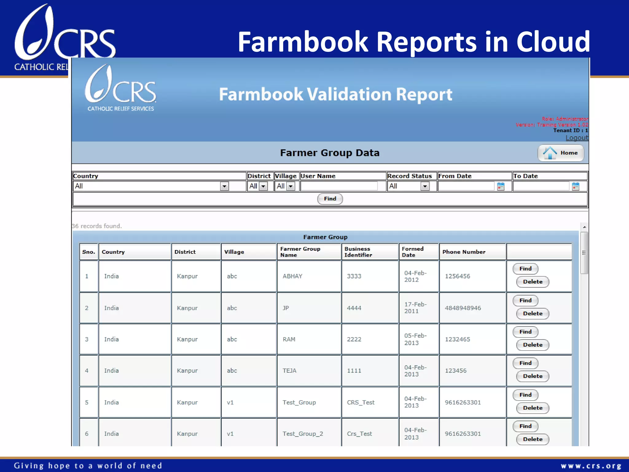 Farmbook Reports in Cloud 
 