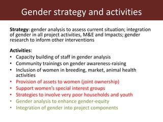 Integrating gender equity and empowerment in the Dairy Goat and Root Crop Production project: Current issues and next steps