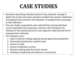 Evaluating the impacts of livestock microcredit and value chain programs on women’s empowerment using the women’s empowerment in agriculture index (WEAI)