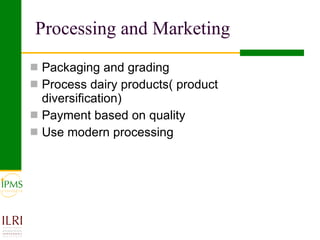 IPMS experience sharing workshop: Dairy group report