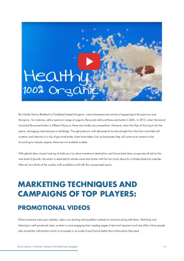 DAIRY INDUSTRY MARKET ANALYSIS AND MARKETING STRATEGIES