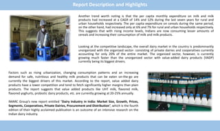 Dairy Industry in India: Represent the Growth of Value Added Products