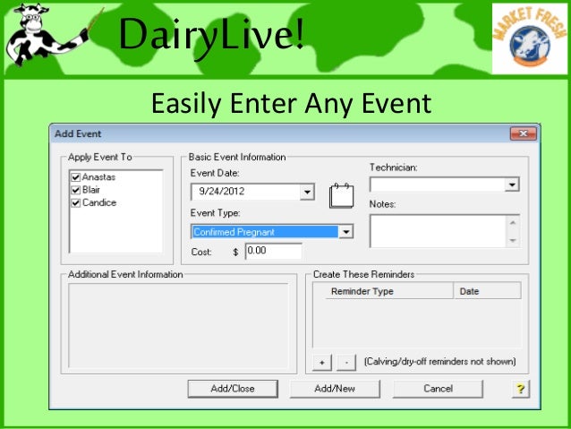 Dairy herd management software