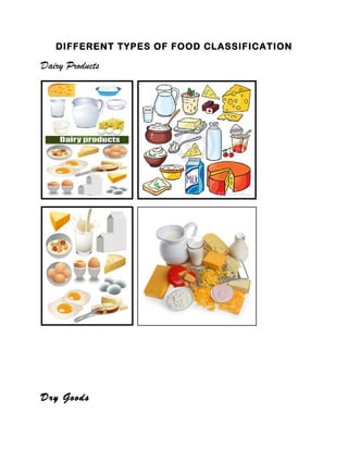 DIFFERENT TYPES OF FOOD CLASSIFICATION

Dairy Products




Dry Goods
 
