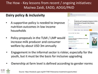 Regional markets outlook and lessons for the dairy sector in Tanzania 