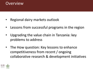 Regional markets outlook and lessons for the dairy sector in Tanzania 