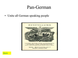 Pan-German Unite all German speaking people Back 
