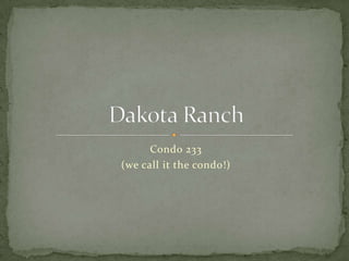 Condo 233 (we call it the condo!) Dakota Ranch 