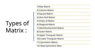 Understanding the Different Types of Matrices | PPTX